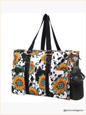 Zip-Top Canvas Tote Bag 18.5"L X 7.5"W X 13"H Work Bag Teacher Nurse